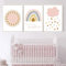 Youihom 3 Wandposter Regenbogen Wolke Sonne Poster A3 Boheme Bild Kinderzimmer Mädchen Jungen Leinwand Babydeko Nordic Geschenk ohne Rahmen