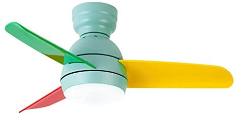 TOMYEUS Ventiladores de techo Luz Habitación de los niños Ventilador simple moderno Luz de techo Ventilador ultra silencioso Luz Tricolor para el hogar con control remoto