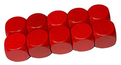 Spieltz Blanko Würfel XL aus Holz für Brettspiele, extra groß (20 mm), viele Farben. Für Senioren, kleine Kinder und XL-Spiele (Rot, 10 Würfel)