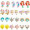 Comius Sharp Mädchen Ohrclips, 12 Paar Ohrclips für Mädchen, Harz nicht allergische Ohrringe, Prinzessin Schmuck Accessoires für Mädchen, Einhorn, Meerjungfrau, Regenbogen, Hase, Katze