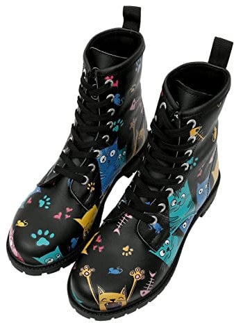 DOGO Vegane Damen Boots Stiefeletten - Cat Lovers 39