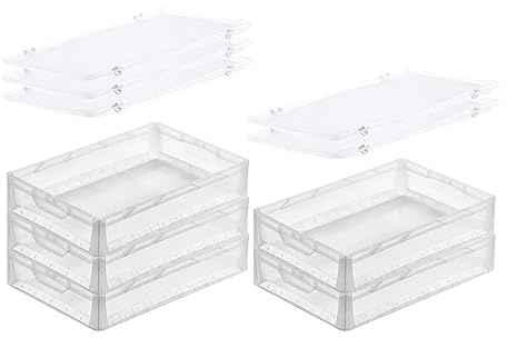 PROREGAL SuperSparSet 5x Transparenter Eurobehälter LightLine mit offenem Griff & Scharnierdeckel | HxBxT 12x40x60cm | 24 Liter | Eurobox Transportbox Transportbehälter Stapelbehälter