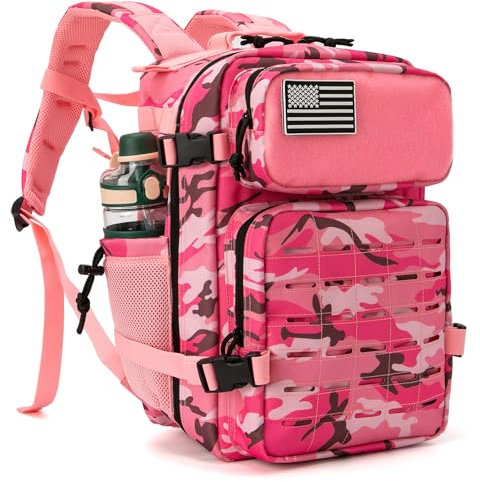 QT&QY 25L Militärische taktische Rucksäcke für Männer Motorrad Armee Laser Cut Molle Daypack kleiner Überlebensrucksack Tasche Fitnessstudio Rucksack mit doppelten Becherhaltern medizinischer Rucksack