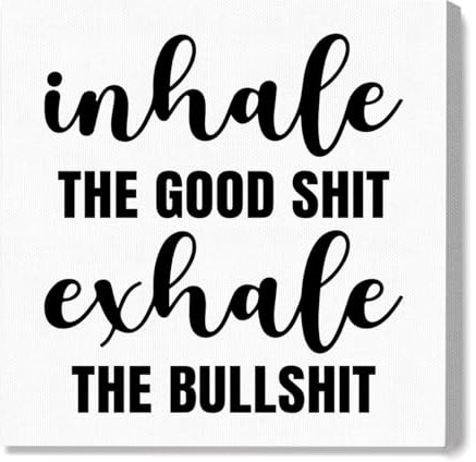 aPamr Leinwand-Wandkunst für Zuhause, Büro, Inhale the Good Shit Exhale the Bullshit, lustiges Büroschild, Kunstwerk, Maldrucke, Poster, fertig zum Aufhängen, für Zuhause, Büro, Wanddekoration,