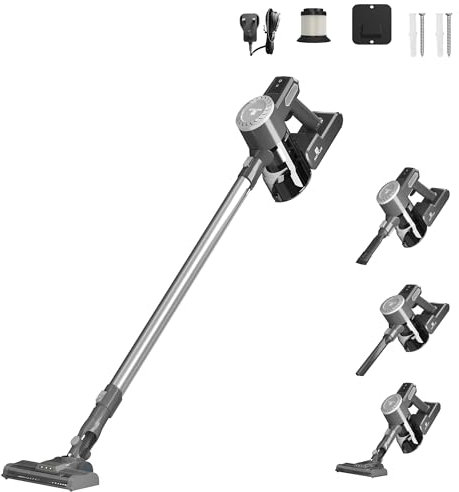 ANSIMIDA Staubsauger Kabellos Akku, 3 in 1 Staubsauger Kabellos, 150W Leichter Handstaubsauger, 22,2V Akkusauger Abnehmbarer Akku 40Min Laufzeit Stielstaubsauger für Teppich, Tierhaare, Auto