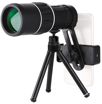 Telescopio Monocular de Largo Alcance 16x52, Telescopio Terrestre para Teléfono Movil, Catalejo Mini Telescopio, Impermeable, Zoom con Soporte, Trípode y Bolsa. Observar Aves, Fútbol o Conciertos.