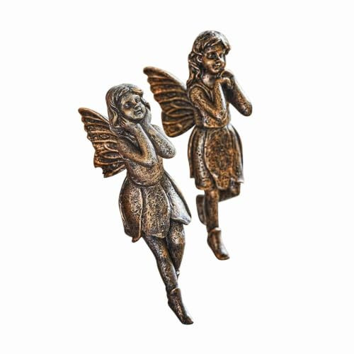 Loberon Figur 2er Set Lilly, antikbraun | Handbemalt, robuste Textur, Dekofeen, für Innen und Außen geeignet, Dekofigur