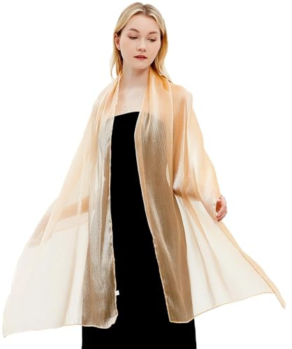 Gragengs Damen Schals und Wraps für Abendkleider Leichte Sheer Crepe Tücher Shimmer Hochzeit Party Stole
