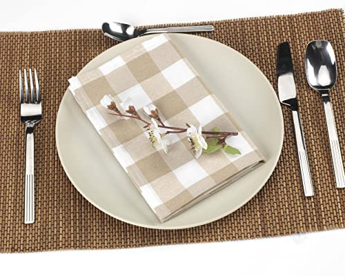 LAN&LAN - Vichy rechteckige Tischdecke, waschbar, herrlich für drinnen und draußen, ideal für Picknicks und Treffen im Freien (Grün, Packung 6 Serviettes)