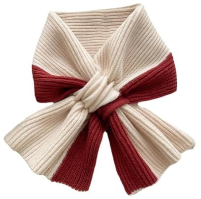 Schal mit Muster, Winter, farblich passender Schal, vielseitig, winddicht, Halstuch für Damen, Handschuhe, Mütze, Schal, Set für Damen, rot, One size