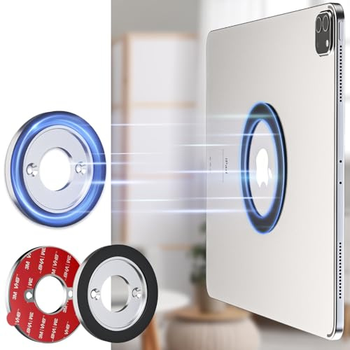 woleyi 2-Pack Magnetic Tablet Wall Mount Holder with Adhesive Sticky & Drill Base for iPad Pro 13 Air Mini, iPhone Magsafe Case, Galaxy Tab, Kindle Fire, Switch for Kitchen | Home | Shower | Bathroom