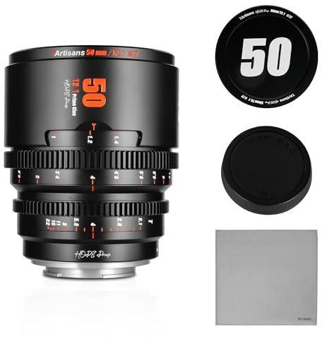 7artisans 50mm T2.1 Cinema-Objektiv S35 Rahmen Kompatibel mit Fuji X-Mount, für FUJIFILM X-S20/X-T5/X-H2/X-T4/X-H2S/X-T3/X-S10(Schwarz)