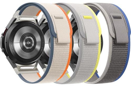 One Click Trail Loop Cinturino per Samsung Galaxy Watch 7/6/5/4/FE 40mm 44mm/Watch 6 Classic 47mm 43mm/Watch 4 Classic 46mm 42mm/5 Pro 45mm,Nylon Elastic Cinturino Sportivo,3 PCS