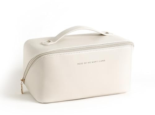 Dfuqanb Kosmetiktasche Schminktasche, Reise Make-up Bag wasserdichte Tasche, Tragbare Kosmetiktasche Damen, Reise Makeup Bag Aesthetic, Schminktasche Groß Kapazitä, für Mädchen und Mütter (White)