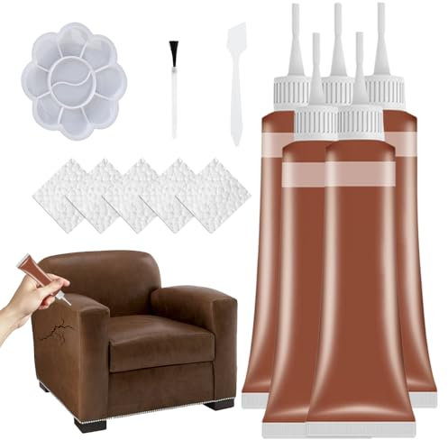 heepqy Leder Reparatur Set, Fortschrittliches Lederreparaturgel, 2024 Neuest Flüssigleder Restaurator, Kunstleder Reparatur für Autositze, Sofas, Lederbekleidung, Ledertaschen, Gürtel (1, Braun)