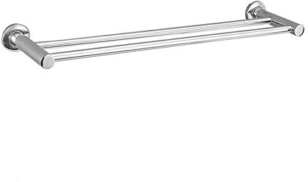 MKAK Anti-Rouille en Acier Inoxydable Serviette étagère Murale Salle de Bains Porte-adhésif Force de Plateau Simple/Double Barre Porte-Serviettes Porte-Serviettes(Double Pole 50CM)