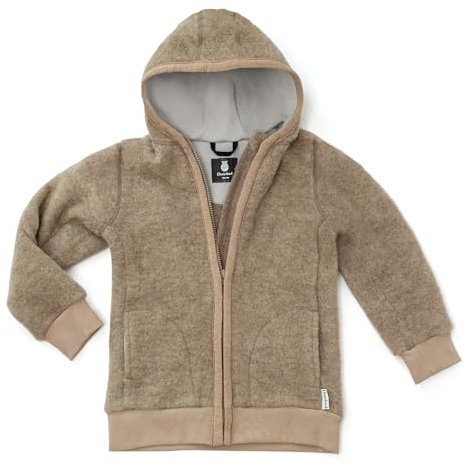 Ehrenkind® Fleecejacke, Wollfleece in feinster Bio-Merino Wolle, Atmungsaktiv & temperaturausgleichend, Fleecejacke Kinder, Beige 74/80