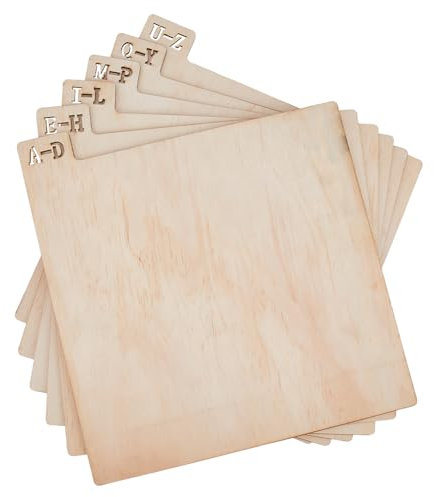 SUPERFINDINGS 1 set 6pcs Wooden A-Z Record Divider Record Sorting Label Board, CD, Magazine Storage and Organization Tool Layered Compartment Divider