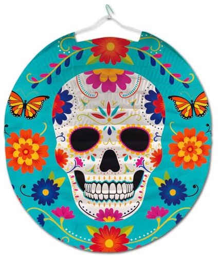 amscan lampion Day of The Dead 23 cm Papier hellblau/weiß (2 Stück)