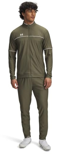 Under Armour Men's Challenger Tracksuit, Men's Tracksuit with Fast-Drying Material and Ankle Zips, Comfortable and Tough Gym Wear for Sports and Training,Marine OD Green / / White,LG