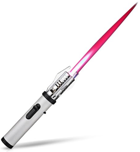 Sturmfeuerzeug Mit Jetflamme, Nachfüllbar, Gas Feuerzeug (Verkauft Ohne Butangas), Für Kerzen, Küche, Camping Grill (Silber)