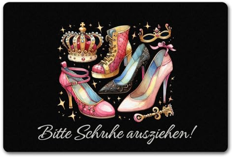 speecheese Schuhe ausziehen Fußmatte in 40x60 cm ohne Rand mit Spruch Bitte Schuhe ausziehen Lustige Eingangsmatte für Gäste rutschfest Willkommen zuhause