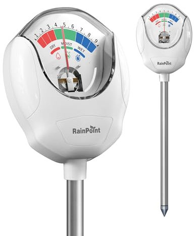 RAINPOINT Soil Moisture Meter for Plants - Accurate Plant Water Meter for Houseplants and Outdoor Plants,Gardening,Farming,No Batteries Needed(White