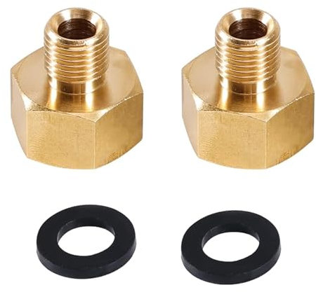 VZU 2 Stück Gasflaschen Adapter Set, Reduzierstück 1/4 auf 1/2 Zoll aus Messing, 1/2 Zoll IG x 1/4 Zoll AG, Gasschlauch Adapter Verbinder, Gas Adapter für Gaskocher, Campingkocher, Hockerkocher, LPG