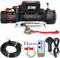 Cabrestante eléctrico, 12 V, 13500 lb/6120 kg, cuerda sintética, 24 m x 9,5 mm, control remoto inalámbrico, motor potente, engranaje de acero completo