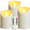 OSHINE Plastic Battery Flameless Candles - led Battery Candles Set of 3 Ivory D3 H4 5 6 Powered Outdoor Candle Operated with Remote Control and Timer Electric Fake Flickering for Decoration Party