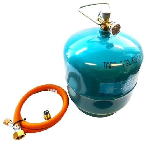 Gasflasche Bausatz - 1/2/3 kg Propan-Butan-Flasche - mit Schlauch und Überlaufgarnitur aus Großflaschen (3KG)