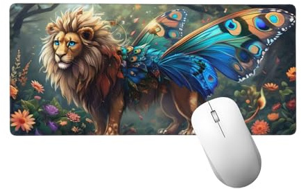 León Alfombrilla Ratón XXL 500x250 mm, Alfombrilla Escritorio Mouse Pad de Goma Antideslizante, ala Mouse Pad Grande Gaming, Alfombrilla Antideslizante, Desk Mat para Jugadores, PC, Oficina H-939