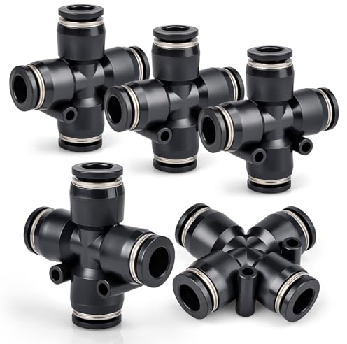 Bwintech 5 pezzi 4 vie 8 mm OD raccordi a pressione diritti in plastica a sgancio rapido raccordi linea aria PZA8