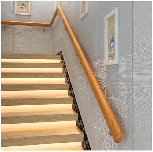 Handläufe Für Treppen, Buche Holz Handlauf, Treppengeländer Innen Und Außen, Rutschfeste Treppengeländer Stützstange, Wandhandlauf Brüstung Geländer, Für Indoor,Hospital,Home(Size:180 CM,Color:braun)