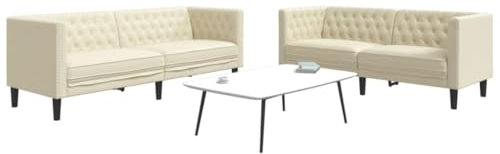 Xichuzi 2-TLG. Chesterfield-Sofa-Set Creme Kunstleder, Loungesofa, Sofas & Couches, Relaxsofa, Couch für Wohnzimmer - 3209275