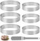 Liuliushun 6 Stück Mousse Tartelette Förmchen, Dessertringe 8cm 10cm, Edelstahl Mousse Ringe, Perforierter Backringe Crumpet Rings für Mini Muffins Torten Pie Quiche Kreis Pizzen, mit 1 x 22cm Spatel