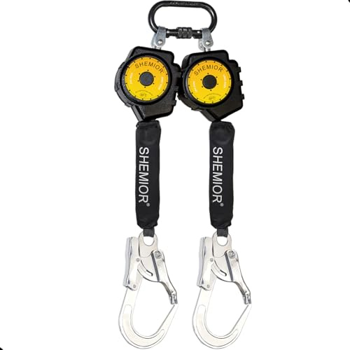 Twin-Leg Self Retracting Lifeline, 6FT SRL, Shemior Retractable Lanyard