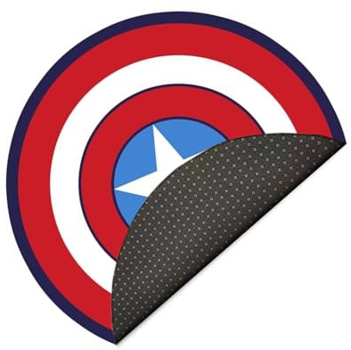 Lily&her friends - Fashion Pentagram Schlafzimmer Wohnzimmer Kompatibel Captain America Themenzimmer Kurze Kristall Samt Runde Matte Teppichmatte, Fußmatte (Roter Schild, Durchmesser: 120cm)
