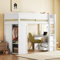 Kinderbett Etagenbett 90x200, Hochbett mit Kleiderschrank & Schreibtisch & Schubladen & Bücherregal, Funktionsbett Stockbett Holzbett Bettgestell mit Rausfallschutz & Lattenrost, Ohne Matratze, Weiß