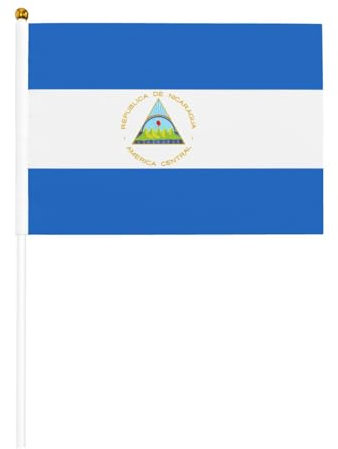 Bandera de Nicaragua de doble cara de mano, 5.5 x 8.2 pulgadas, para fiestas, eventos deportivos