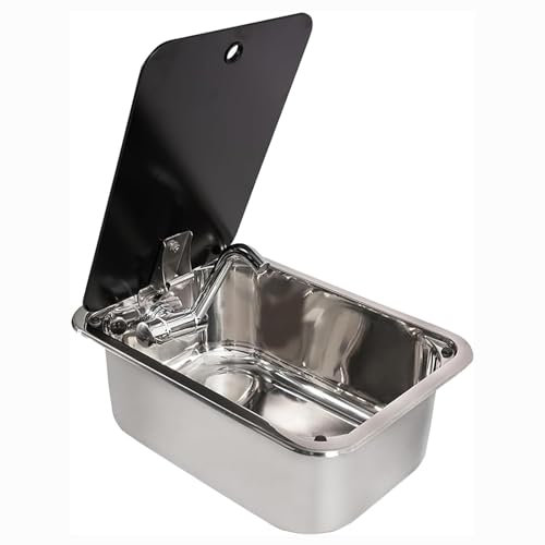 CHBMZ RV Camping Spüle Bausatz Maus 304 Edelstahl mit Abdeckung, 38 X 28 X 14,5 cm, Outdoor Wohnmobil Spüle mit Faltbarem Wasserhahn, Handwaschbecken, Einbauspüle