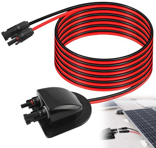 Passe-câble solaire, double passe-câble étanche avec câble solaire de 2 m, connecteur de câble, passe-câble solaire, pour camping-cars, photovoltaïques, camping-cars