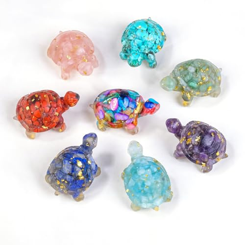 Goiern 8 Piezas Set de Figuras de Tortugas de Cristal, Tortugas Marinas de Resina Hechas a Mano, Decoración, Piedras Sanadoras, Figuras de Animales para Hogar, Oficina, M