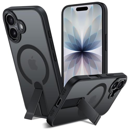 Verco Handyhülle für iPhone 17 Hülle, Kompatibel mit Magsafe Metall Ständer Magnetisch Kameraschutz Stoßfest Schutzhülle Case für iPhone 17, Schwarz