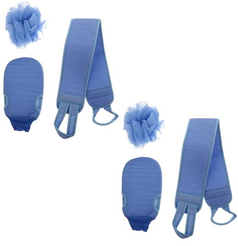 Anneome 2 Stück Duschhandschuh mit 2 Badewannen Rückenbürstengürteln und 2 Peeling Duschbällen aus Pe für Effektive Hautpflege und Sanfte Hautreinigung im Badezimmer