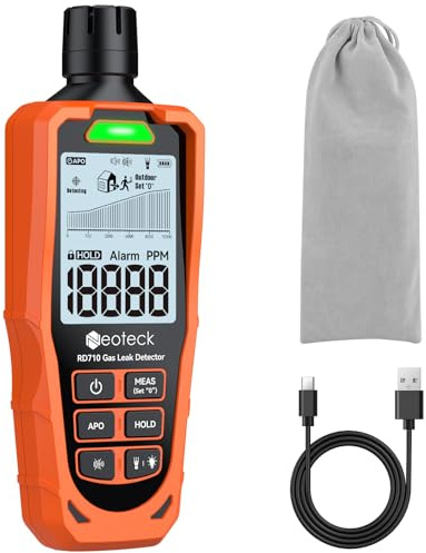 Neoteck Gasmelder Erdgasdetektor mit Akustischem und Visuellem Alarm zur Lokalisierung brennbarer Gasleckquellen wie Methan, Propan 0-10000 ppm