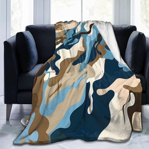 Mexpekil Abstrakte Camouflage-Decken, weich, gemütlich, flauschige Flanell-Fleece-Decke für Sofa, Bett, Camping, Reisen, 150 x 125 cm