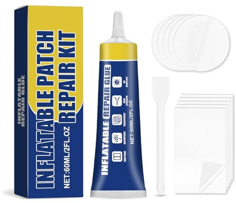 Kit Reparation Piscine, Kit Réparation Spa Gonflable, Contient De L'adhésif (60 Ml), Des Rustine Piscine (10 Pièces) Et Un Grattoir, Pour Matelas Pneumatiques, Bouées, Châteaux Gonflables, Etc