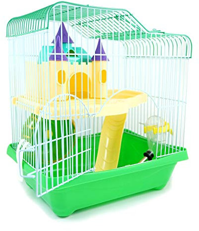 BPS Jaula Hámster Chalet para Hámster con Escalera Túnel y Casa Especial 28 * 21 * 31 cm BPS-1340 (Verde)