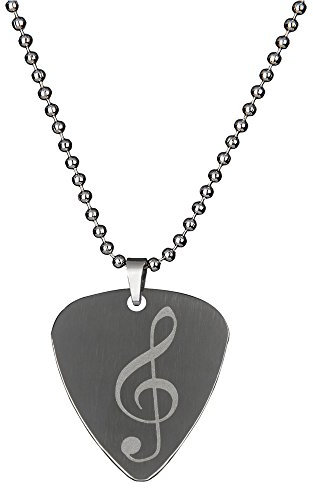 PUNK Halskette, Anhänger Plektron, aus Edelstahl für E-Bass, -Gitarre, kreatives Design Music note